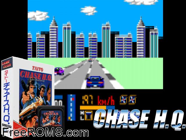 Chase HQ Jap Game Gear game showing 3D box cover and gameplay screenshot